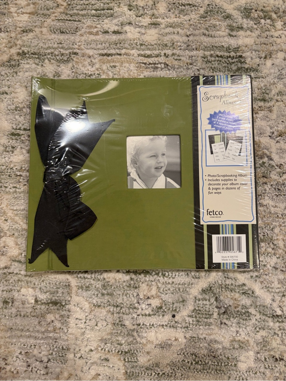 Fetco Olive Green Photo Scrapbook Album with Black Bow